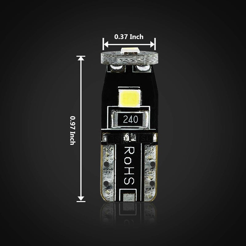 JDM ASTAR 10pcs High Performance Super Bright 360-Degree Shine 194 168 175 2825 T10 PX Chipsets White LED Bulbs. (US Patent number US-D814666-S) - Image 5
